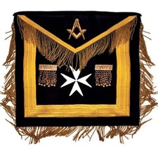 Most Worshipful Malta Regulation Apron  Black with Maltese Cross Freemason Apron