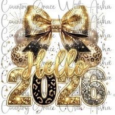Sublimation Print Hello 2026 New Year Bow Ready Press Paper Ink Heat Transfer