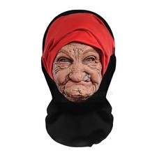 Smoking Granny 3D Face Mask Funny Old Woman Balaclava Halloween Cosplay Headgear