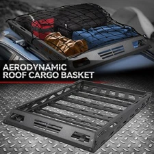 55" x 41" Steel Roof Rack Top Cargo Luggage Carrier Basket+Wind Fairing Black