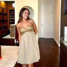 Vintage Guess Babydoll bodice Y2K dress Gold size 5