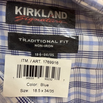 Kirkland Signature MenTraditional Fit Button Down Shirt Multi Plaid 18 1/2/34/35