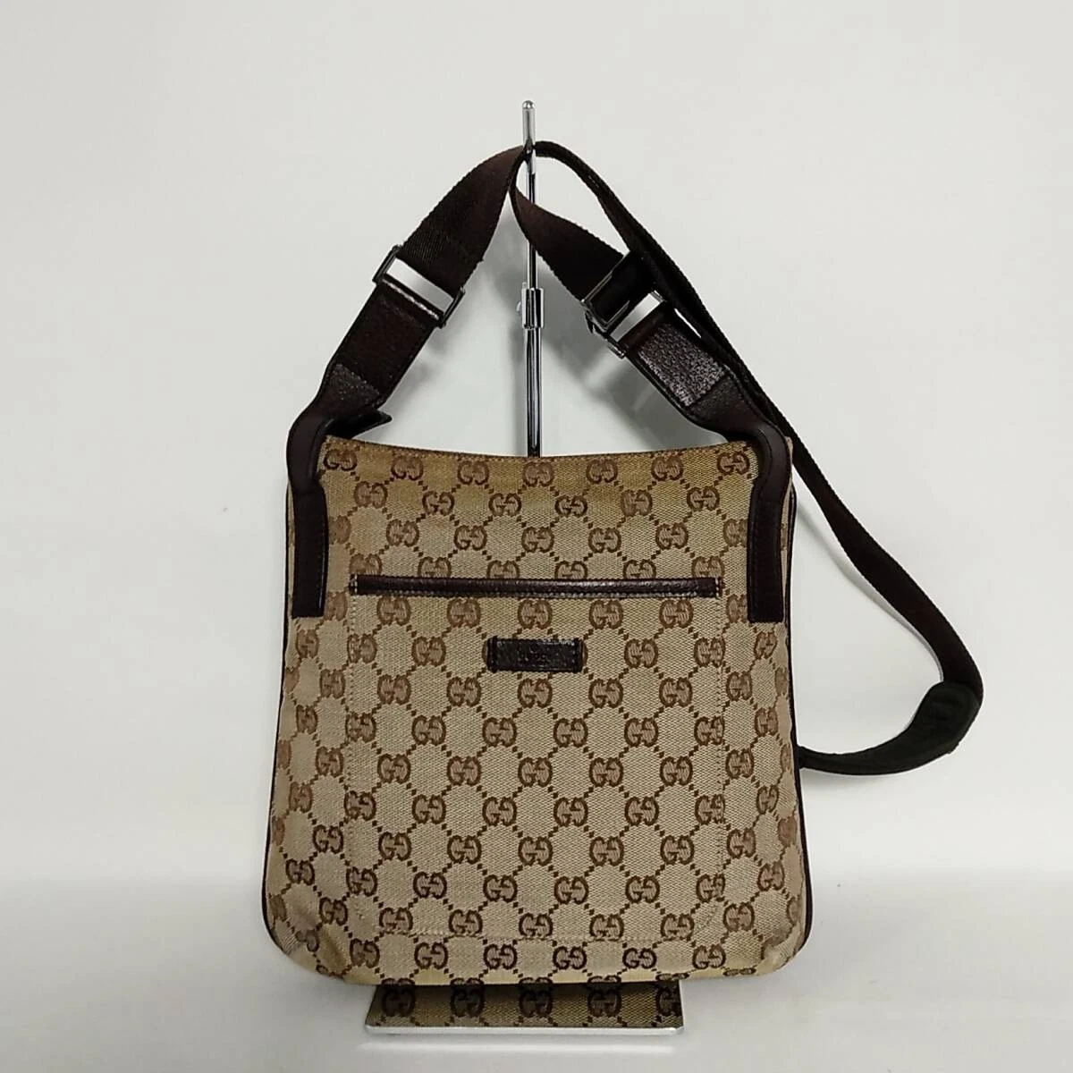 Sac à bandoulière en toile marron foncé Gucci Gg 611B299