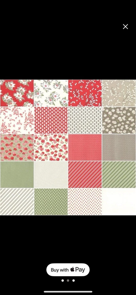 Bonnie And Camille For Moda - At Home Charm Pack 5 In Squares RED - Image 2 of 2