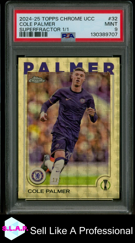 COLE PALMER SUPERFRACTOR 1/1 TOPPS CHROME UEFA CLUB COMP 2024-25 32 EN PSA 9