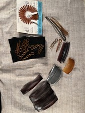 Vintage 50  s Curved Combs 6 Tortoise Color plastic side combs, bun pins