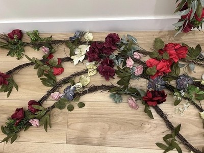Joann's Bloom Room 65'' Artificial Fall Floral Garland X 5 Pink Red Succulent