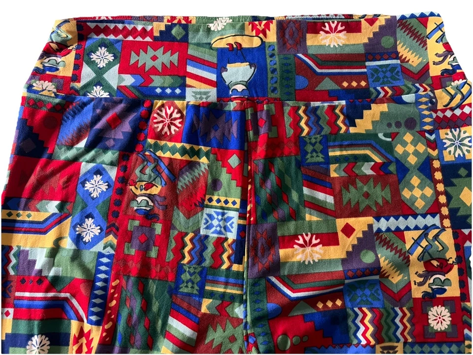 Nuevo LuLaRoe Vacaciones Invierno Esquiador Leggings Talla TC2 (20-26) Diseño Tribal Foto 2 de 4
