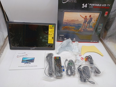#ad SUPERSONIC 14quot; PORTABLE LCD TV W HDMI amp; FM RADIO RECHARGEABLE BATTERY SC 2814 $98.50