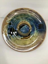 Bill Campbell Pottery Flambeaux Crystalline Glaze 13" Bread Oil Dip Platter