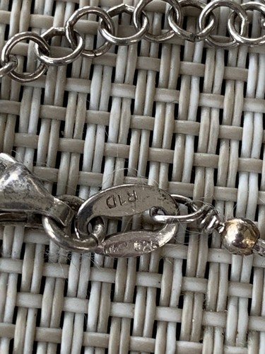 Sterling Silver Anklet Station Beads Snake Link Ankle Bracelet 925 Italy 9-9.5” - Picture 4 of 9