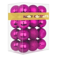 Fuchsia 2.5" Christmas Balls Christmas Tree Decoration Ornaments Shatterproof...