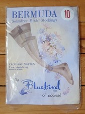 Vintage Bluebird Seamfree Mesh Nylon Stockings 1960s - 10 Bronze Tint