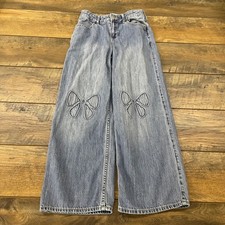 Abercrombie Kids High Rise Ultra Wide Leg Bow Jeans Light Wash 9/10 Girlhoodcore