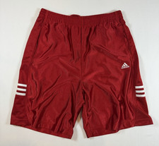 Mens XL Adidas Silky Shiny Shorts Dazzle Y2K Red Stripes Logo Shimmer Casual