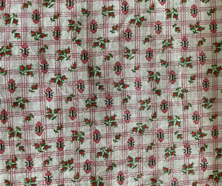 Vintage Feedsack Fabric Pink Check Rosebud Flowers 36"x43"