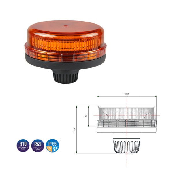 LED Rundumleuchte Warnleuchte Blinklicht Warnlicht Bliztleuchte 45Xled`S R65 R10-image