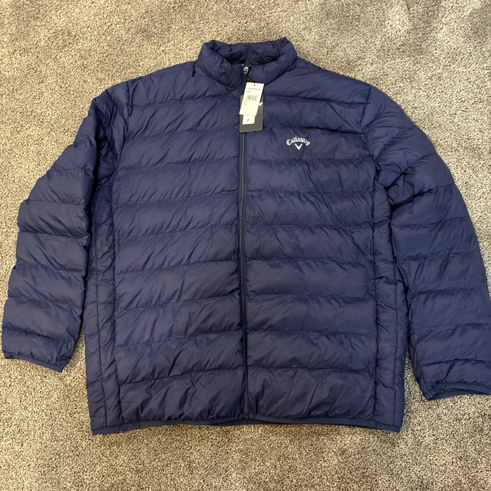 Callaway Golf Puffer Jacket Mens XXL Faux Down Full Zip Pockets Caviar Blue