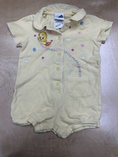 Vtg Warner Bros Studio Store Baby 12 Months Tweety Bird Embroidered Romper READ