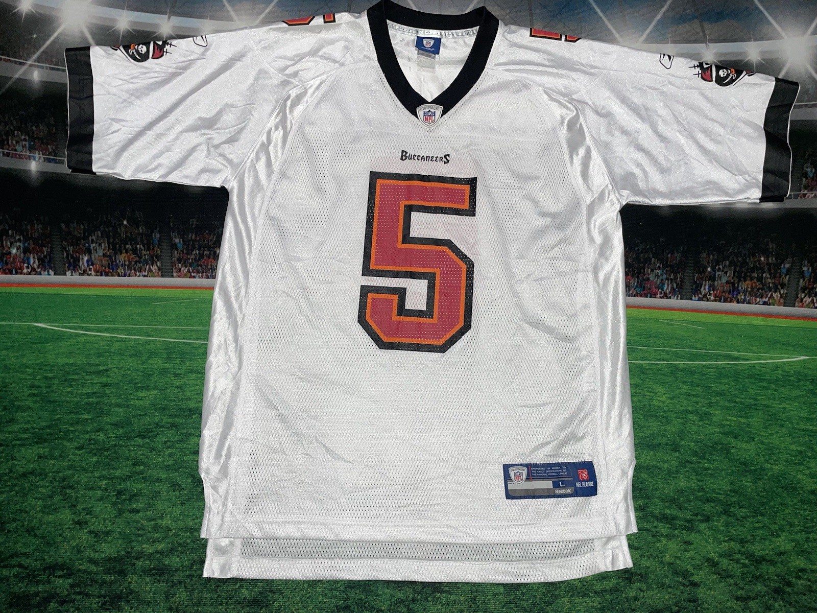Josh Freeman #5 Tampa Bay Buccaneers Rebook Men’s Sz Large Jersey White