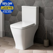 Affine Close Coupled Rimless Toilet Bathroom Compact Pan Soft Close Seat White