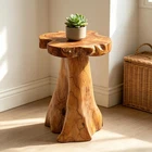 Rustic Teak Tree Stump Table – Live Edge Side Table or Stool, Natural Wood, Gift
