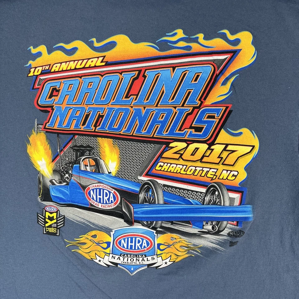 Camisa NHRA Carolina Nationals Para Hombres Camiseta Gráfica Azul Extra Grande 2017 Hombres Adultos Foto 2 de 4
