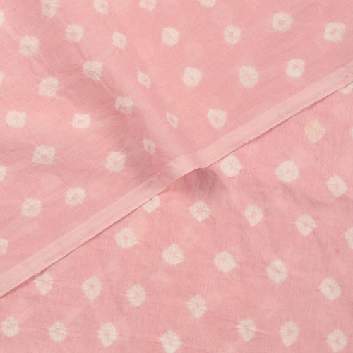 Pink Bandhej Tie Dye Dot Print Cotton Fabric Soft Lightweight Dressmaking Fabric - Picture 4 of 9