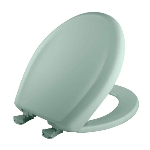 Soft Close Round Plastic Closed Front Toilet Seat In Seafoam, Easy