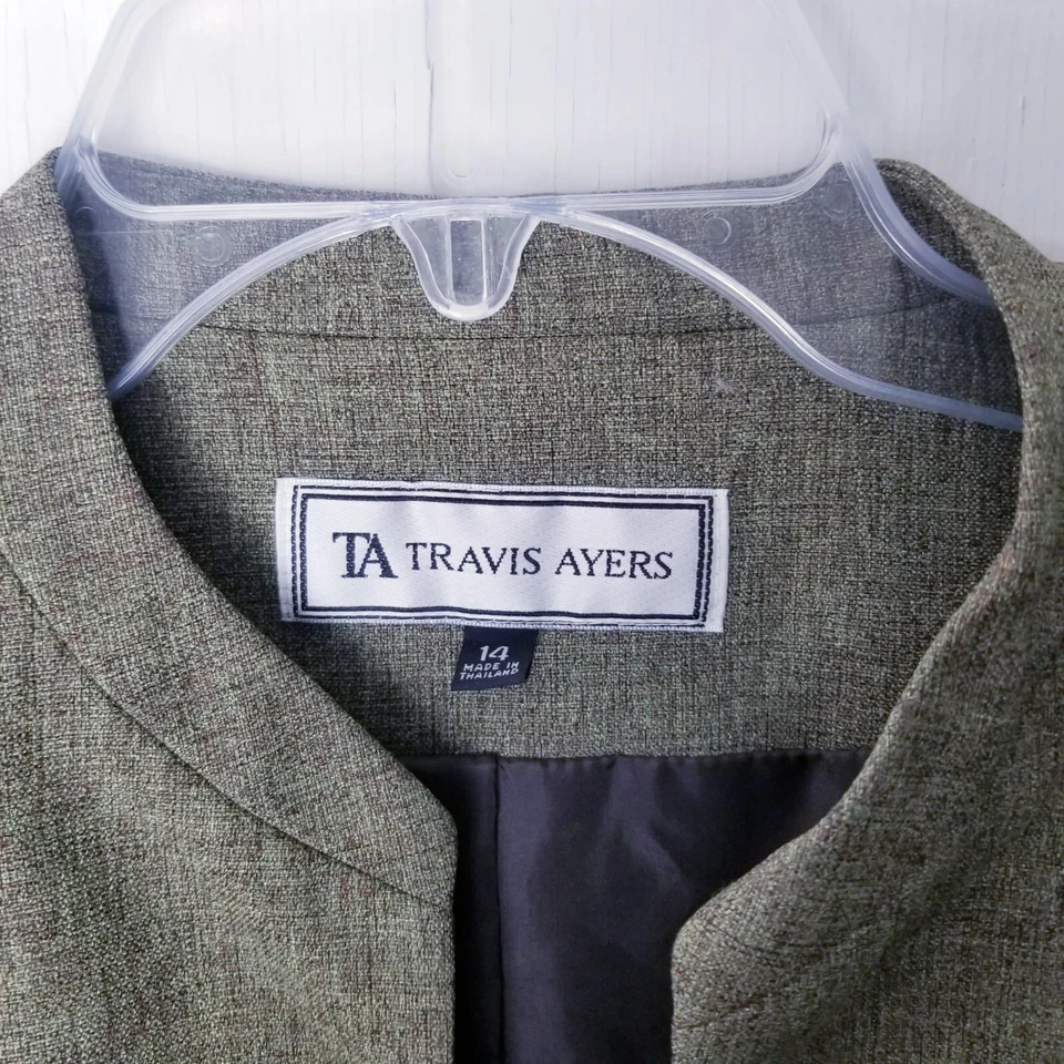 Travis Ayers Blazer Women Size 14 Green Brown Lined Jacket - Image 2 of 4