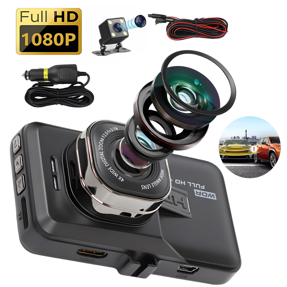 Dash Cam 1080P Front Rear Dual Lens Car Recorder with G-Sensor-image