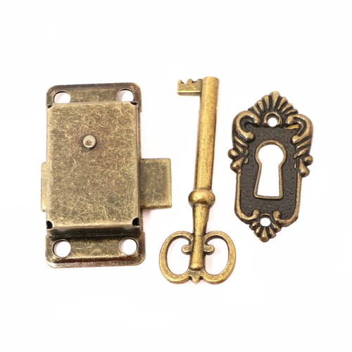 Furniture Cabinet Door Lock Kit with Key Antique Drawer Wardrobe Lock Decorative