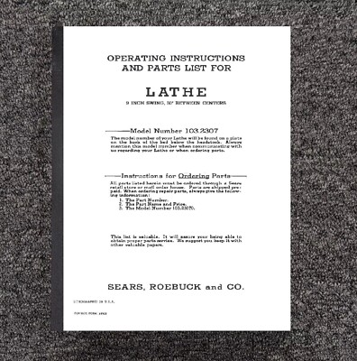#ad #ad Lathe Instructions amp; Parts Manual Fits CRAFTSMAN 103.23070 Wood $15.97