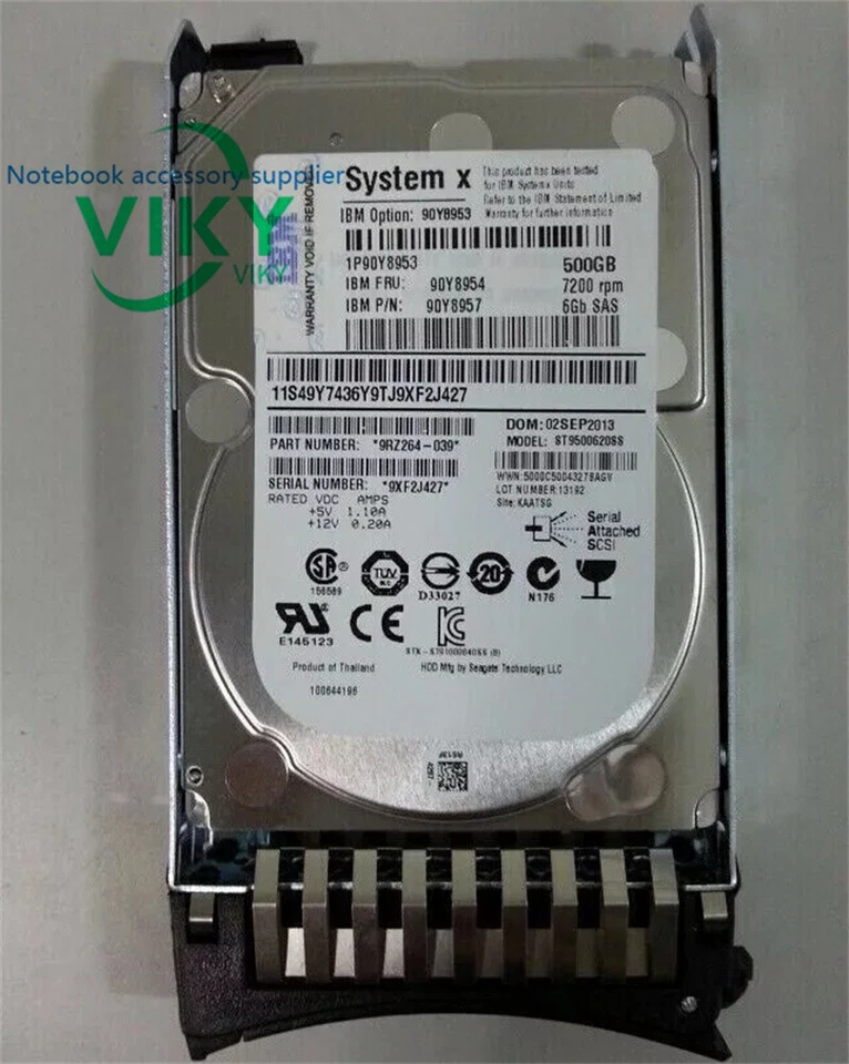 90Y8953 90Y8954 90Y8957 IBM SYSTEM X 500GB 7.2K RPM 6Gb/s 2.5 SAS Hard Drive HDD - Image 3 of 4