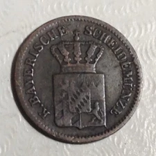 ~ GERMANY 1863 Bavaria 1 One Kreuzer Maximilian II - FREE US SHIPPING