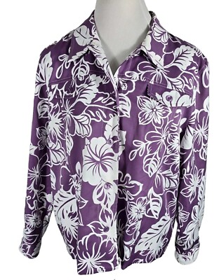alfred dunner Wms Sz 16 Purple White  Floral  Poly Lt Weight  Jacket R11