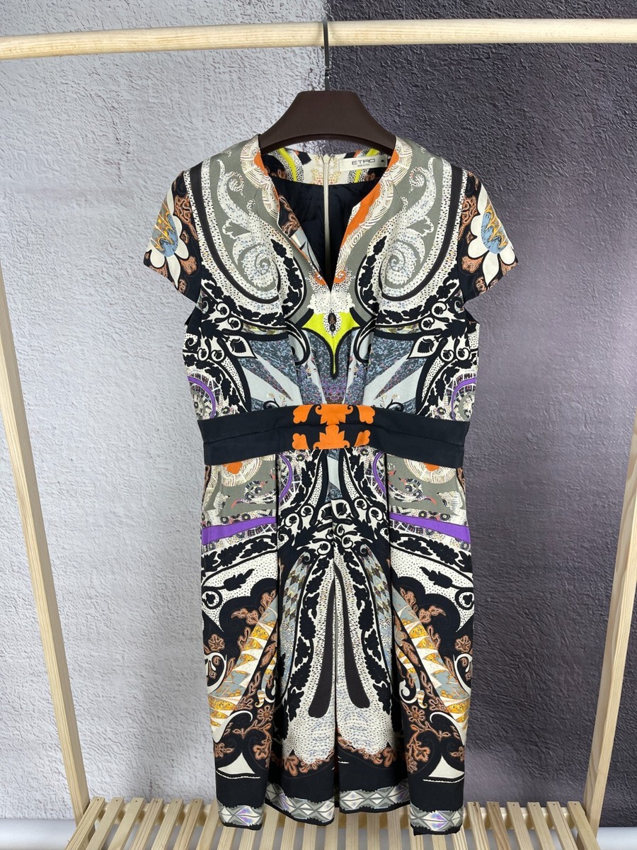 Etro Milano multicolor silk midi dress made in Italy size 48 | eBay