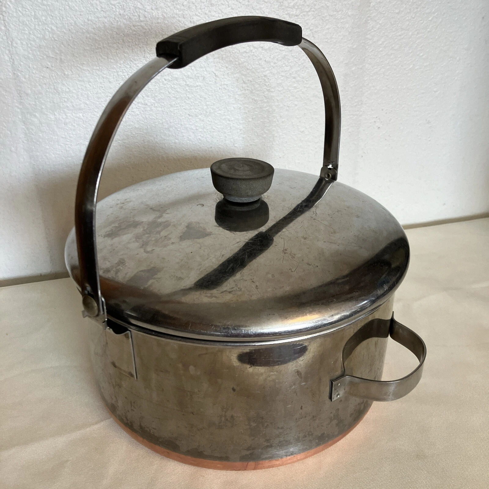VTG Revere Ware 1801 Stockpot Kettle Lid Locking Bail Handle Side Handle 4.5 Qt