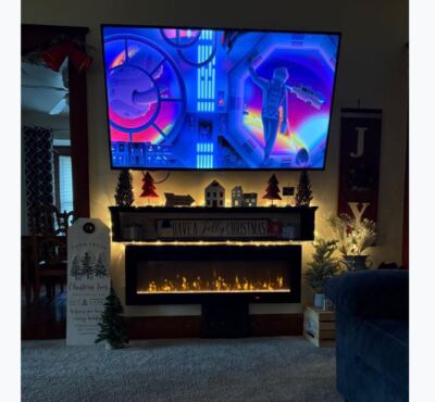 Recessed Wall Mounted 60'' Electric Fireplace Heater LED Colorful Flame Remote
