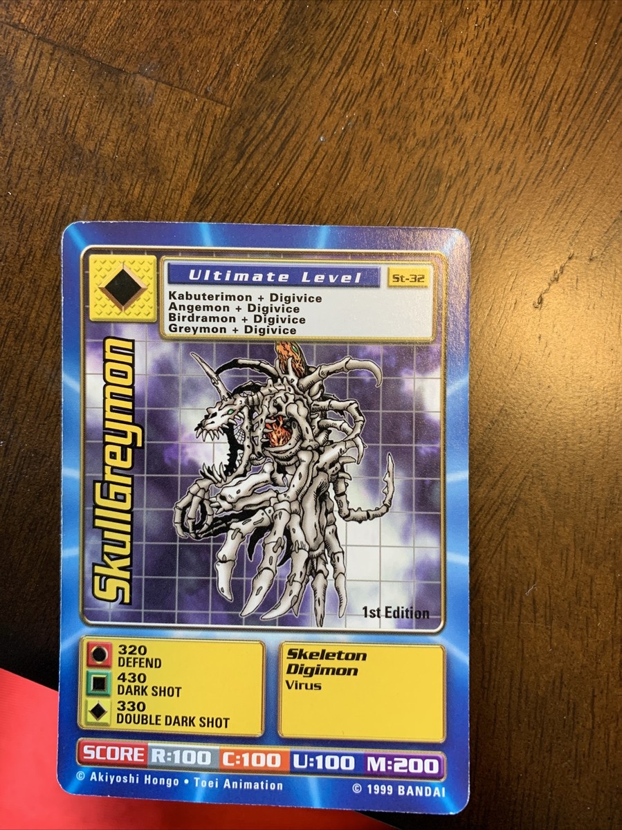 digimon skullgreymon card 1999 Bandai 1st 1999 SkullGreymon Ultimate Level 1st
