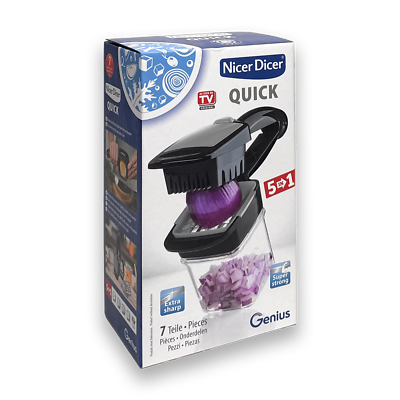 Genius Nicer Dicer Quick Zerkleinerer Obst Gemüse Allesschneider 7 Teile grau