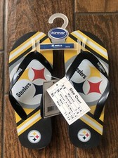Pittsburgh Steelers Logo Flip Flop Sandals Unisex XSmall Sizes 5-6 New NWT Bag