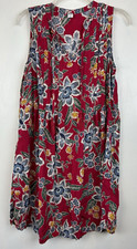 Old Navy Dress Womens M Floral Red Prairie Midi Sleeveless Fairy Tie Tassel