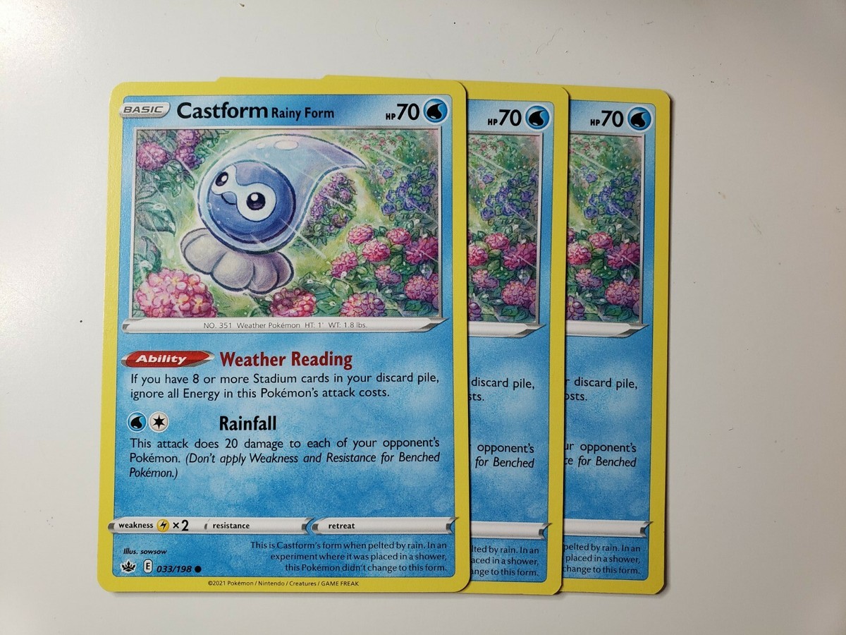 castform rainy form pokemon card value Castform Rainy Form (033/198) [Sword & Shield: Chilling Reign] Damaged