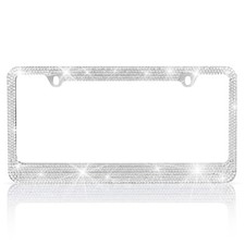 Heavy Duty Rust-proof Silver Crystal Rhinestone Bling License Plate Frame