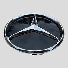 Mercedes Raised Star Front Badge Mirror Gloss Chrome Black W205 W176 W207 W212