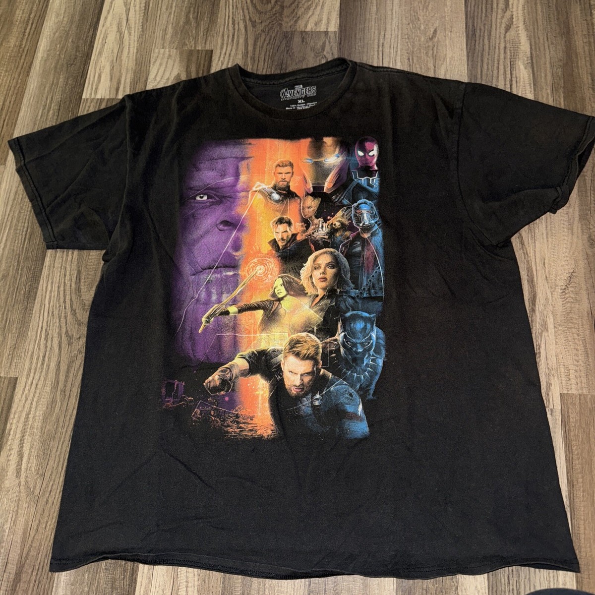 Marvel Avengers Infinity War T-Shirt XL 21x25 Black Movie Promo 
