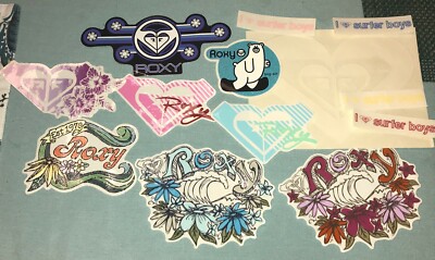 Roxy Surfing Snowboard Girl Stickers Decals Flowers Love Surfer Boys Vintage NOS