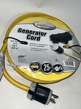 Coleman Cable 01912 Generator Power Cord with L5-30P Plug , 25-Foot, 3-Outlets.