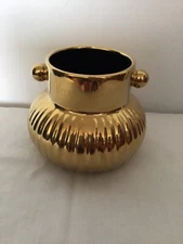 New Tabitha Brown Gold Stoneware Vase 4 H By 5 W. Brand New